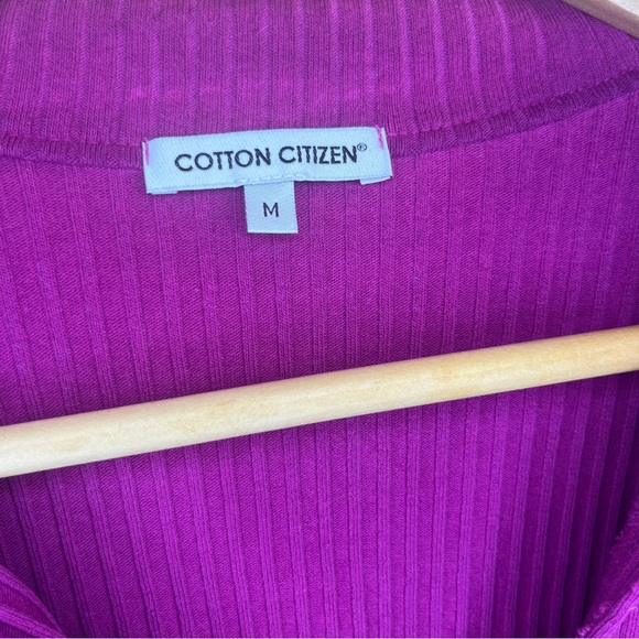 NWT Cotton Citizen Magenta Ibiza Polo overdyed ribbed v-neck long sleeve Medium - Picture 3 of 6